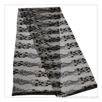 Black Gold Lurex Lace Fabric Dernière la dentelle africaine de qualité bon marché Touche douce